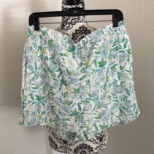 Ellen Tracy Linen Blend Skorts with Floral Print Size Large